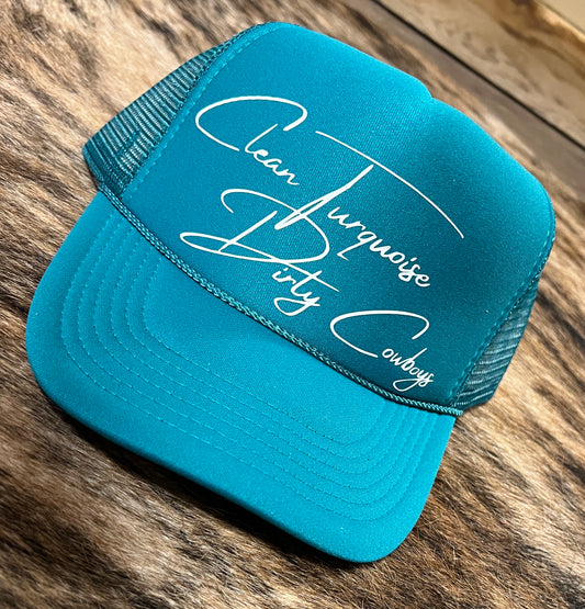 Clean Turquoise Trucker Hat